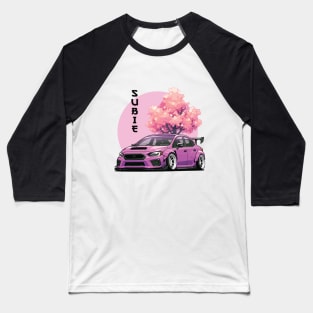 Subaru Impreza WRX STI Car Art - Widebody Modified Pink JDM Car Baseball T-Shirt